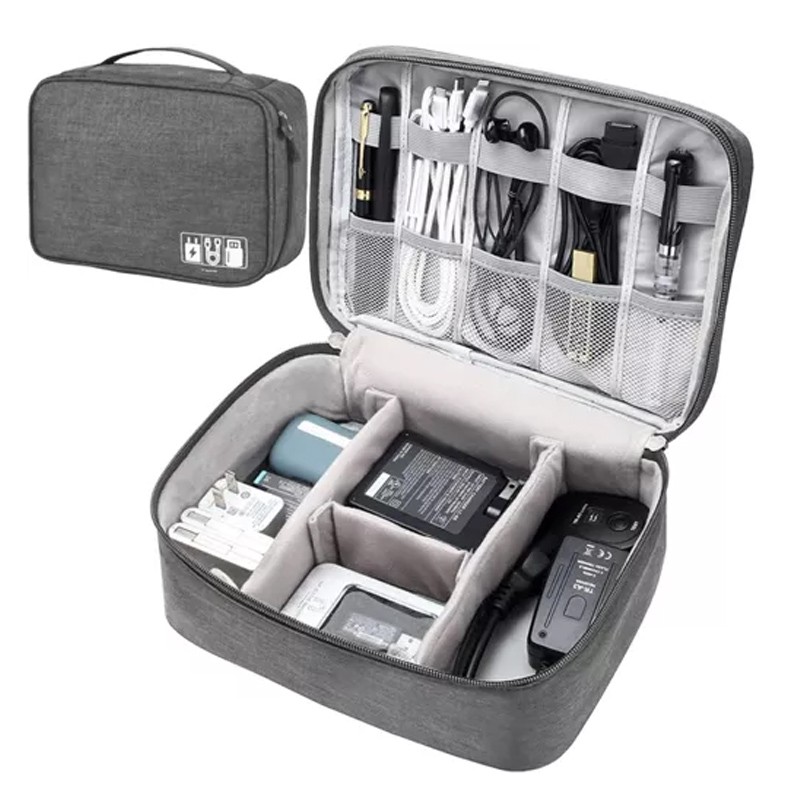 Organizator cabluri, 9 compartimente, impermeabil, 25 x 20 x 10 cm, gri - imagine 8